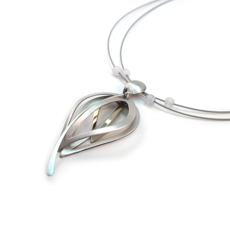 Two-tone Teardrop Multiwire Necklace by Christophe Poly - Click Image to Close
